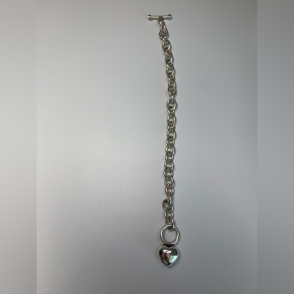 Silpada Rare Sterling Silver Puffy Heart Toggle Clasp Bracelet - Picture 10 of 15